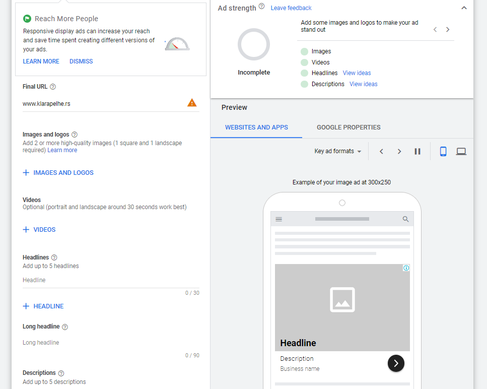 Podešavanja Display Oglasa display oglasi podesavanja